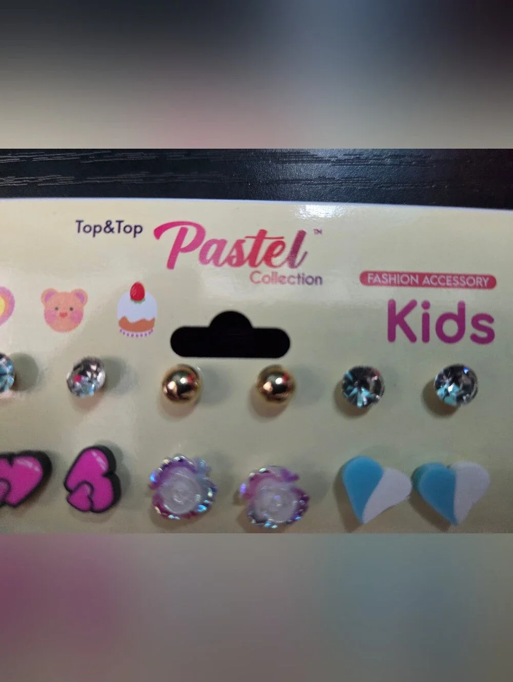 Pastel Kids Earring Set – Mixed Pastel Hearts, Pearls & Studs-Blue/White Hearts